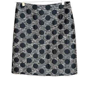 J McLaughlin Black White Polkadot Tweed Boucle Knit Pencil Skirt Preppy Career 6